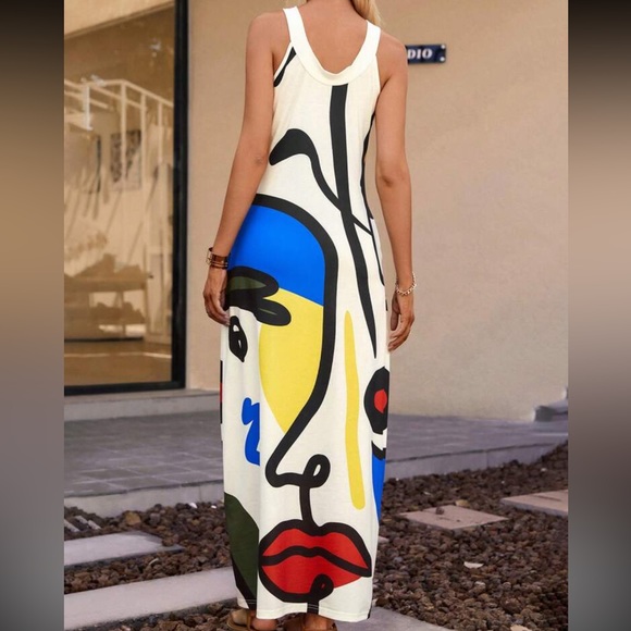 Classic Pop Art Eye Print Cross Front Maxi Dress - Picture 2 of 3